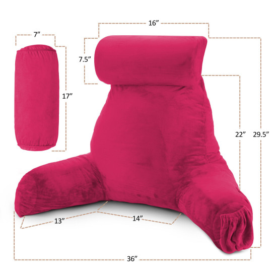 Large Soft Foam Reading & TV Relax Pillow + 2 Neck & Lumbar Pillows with Pockets