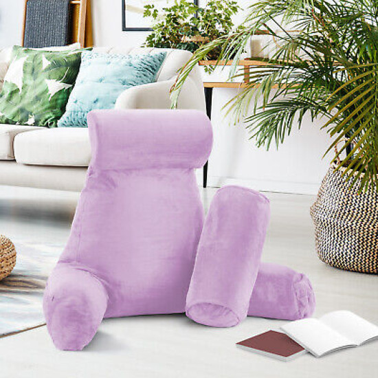 Large Soft Foam Reading & TV Relax Pillow + 2 Neck & Lumbar Pillows with Pockets
