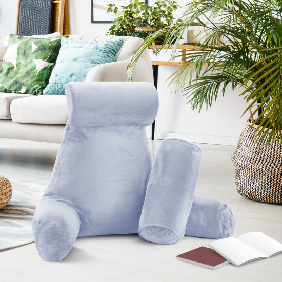Large Soft Foam Reading & TV Relax Pillow + 2 Neck & Lumbar Pillows with Pockets