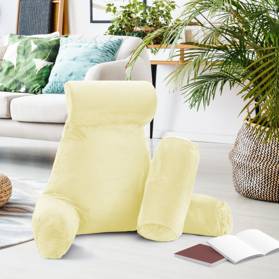 Large Soft Foam Reading & TV Relax Pillow + 2 Neck & Lumbar Pillows with Pockets