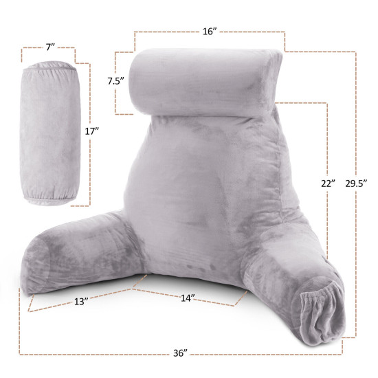 Large Soft Foam Reading & TV Relax Pillow + 2 Neck & Lumbar Pillows with Pockets
