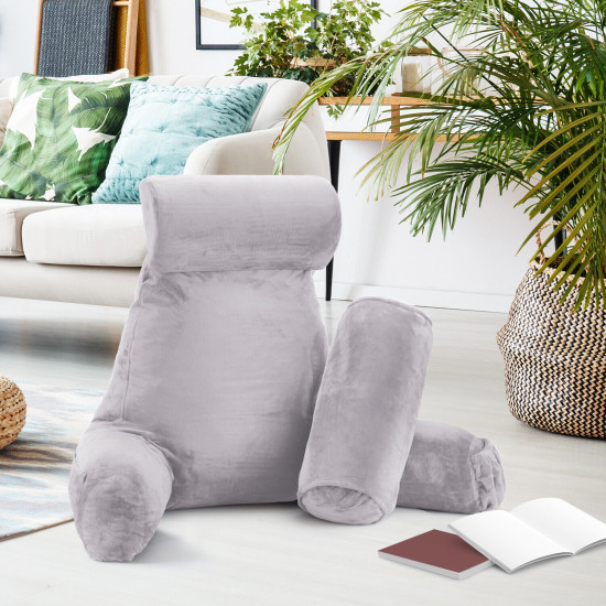 Large Soft Foam Reading & TV Relax Pillow + 2 Neck & Lumbar Pillows with Pockets