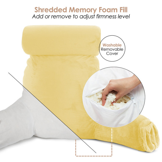 Large Soft Foam Reading & TV Relax Pillow + 2 Neck & Lumbar Pillows with Pockets