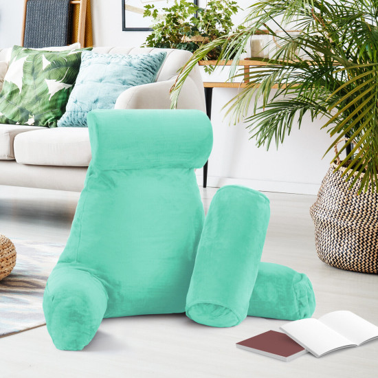 Large Soft Foam Reading & TV Relax Pillow + 2 Neck & Lumbar Pillows with Pockets