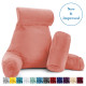 Large Soft Foam Reading & TV Relax Pillow + 2 Neck & Lumbar Pillows with Pockets