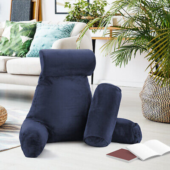 Large Soft Foam Reading & TV Relax Pillow + 2 Neck & Lumbar Pillows with Pockets