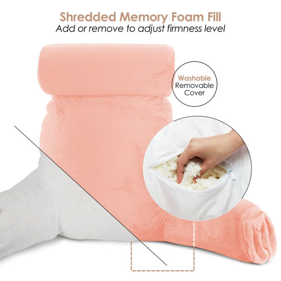 Large Soft Foam Reading & TV Relax Pillow + 2 Neck & Lumbar Pillows with Pockets