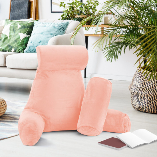 Large Soft Foam Reading & TV Relax Pillow + 2 Neck & Lumbar Pillows with Pockets