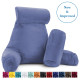 Large Soft Foam Reading & TV Relax Pillow + 2 Neck & Lumbar Pillows with Pockets