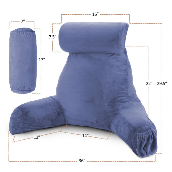Large Soft Foam Reading & TV Relax Pillow + 2 Neck & Lumbar Pillows with Pockets
