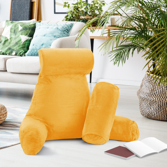 Large Soft Foam Reading & TV Relax Pillow + 2 Neck & Lumbar Pillows with Pockets
