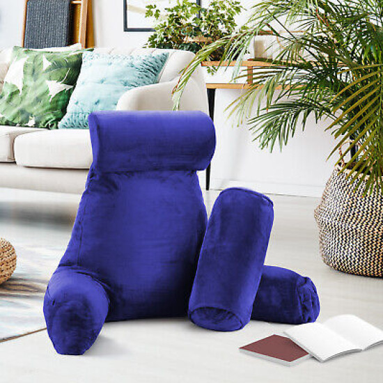 Large Soft Foam Reading & TV Relax Pillow + 2 Neck & Lumbar Pillows with Pockets