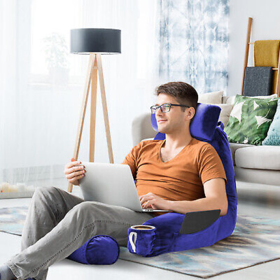 Large Soft Foam Reading & TV Relax Pillow + 2 Neck & Lumbar Pillows with Pockets