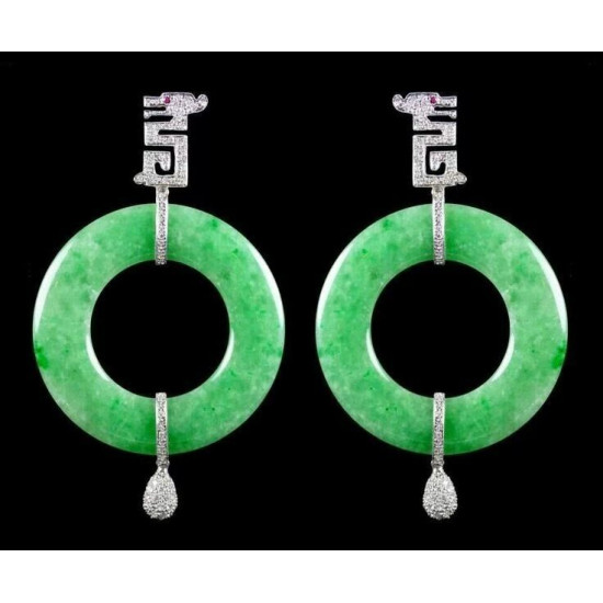 Jade Dangle Earring For Women Handmade Vintage Luxe Jewelry 925 Sterling Silver