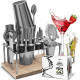 16 Pc+Stand Bartender Kit, Complete Cocktail Shaker Bar Tools Set & Recipe book