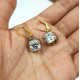 Old European Cut Drop Earrings 925 SS Handmade Simulated Diamond Estate Jewelry