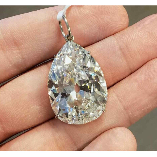 925 Sterling Silver Necklace Cubic Zirconia 50ct Pear shaped OEC Women Jewelry