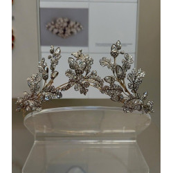 Women Vintage Style Tiara 925 Sterling Silver Royal Handmade High End Jewelry