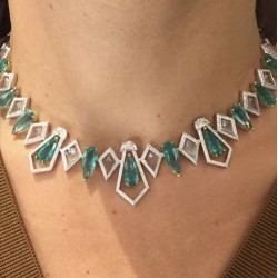 Syn Zambian Emerald Choker Necklace Handmade Luxury Jewelry 925 Sterling Silver
