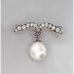 Freshwater Cultured Pearl Brooch Lapel Pin 925 SS Vintage Handmade Joaillerie CZ