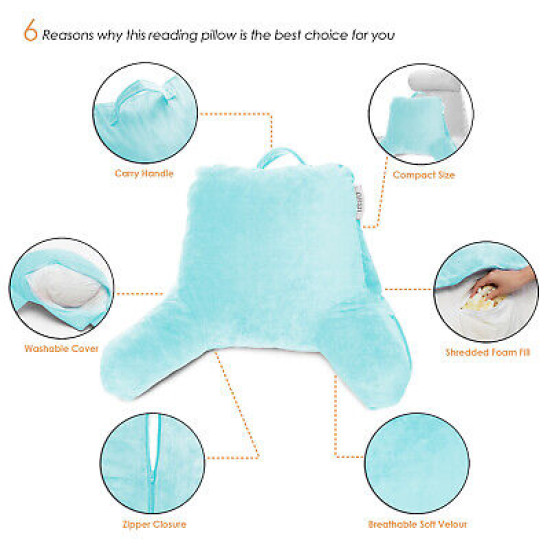Super Soft Foam Reading Pillow, TV & Bed Rest Pillow, Arms Support with Pockets