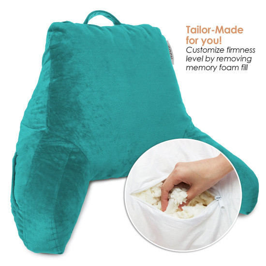 Super Soft Foam Reading Pillow, TV & Bed Rest Pillow, Arms Support with Pockets