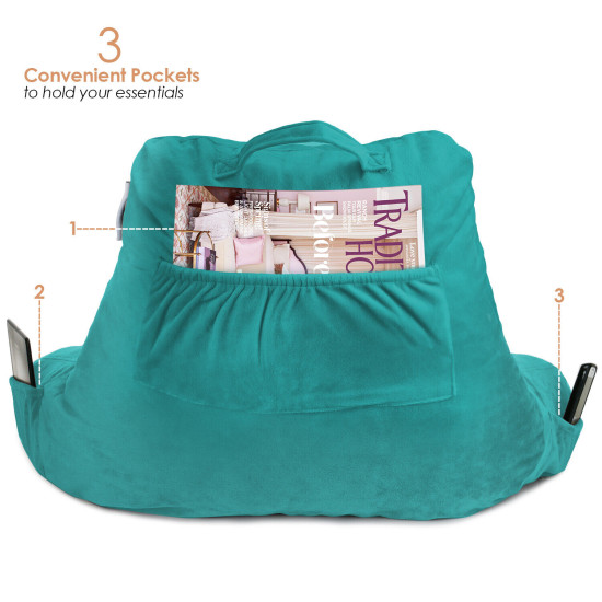 Super Soft Foam Reading Pillow, TV & Bed Rest Pillow, Arms Support with Pockets