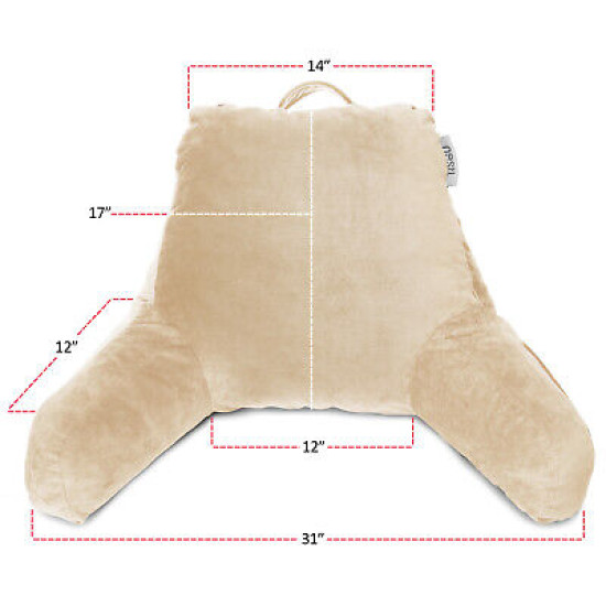 Super Soft Foam Reading Pillow, TV & Bed Rest Pillow, Arms Support with Pockets