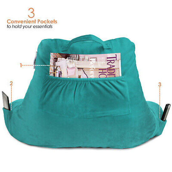 Super Soft Foam Reading Pillow, TV & Bed Rest Pillow, Arms Support with Pockets