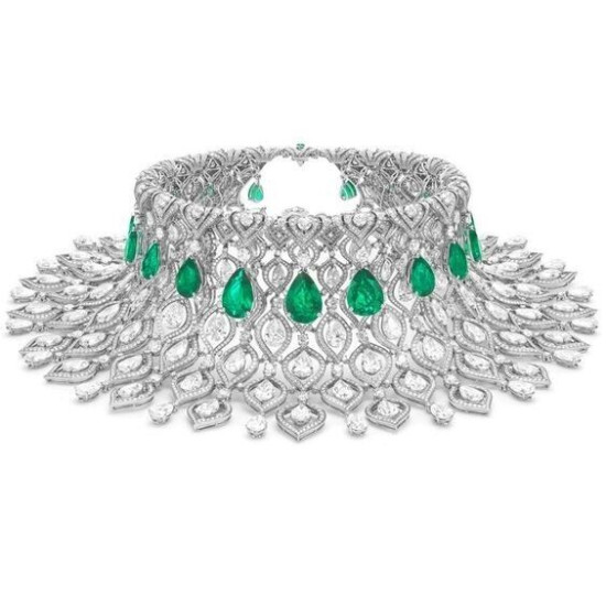 Syn Emerald Staement Choker Necklace For Wedding Bridal Huge CZ Jewelry 925 SS