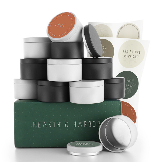 Candle Tins for Candle Making Metal Jars Storage Containers Lids and Stickers