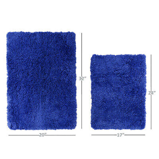 2PC Shaggy Area Rug Set with Non-Slip Backing Rubber Large & Small Cozy Bath Mat