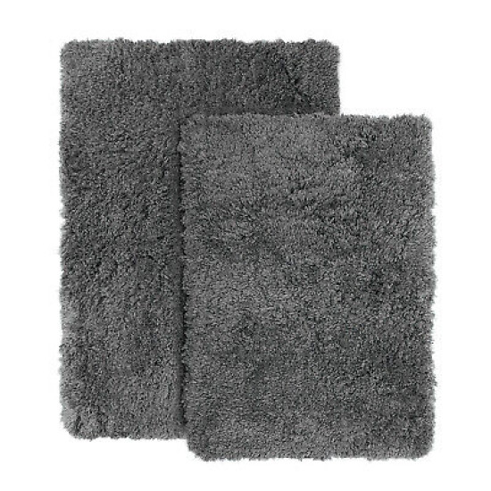 2PC Shaggy Area Rug Set with Non-Slip Backing Rubber Large & Small Cozy Bath Mat