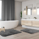 2PC Shaggy Area Rug Set with Non-Slip Backing Rubber Large & Small Cozy Bath Mat