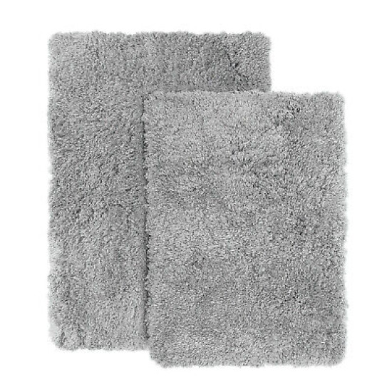 2PC Shaggy Area Rug Set with Non-Slip Backing Rubber Large & Small Cozy Bath Mat