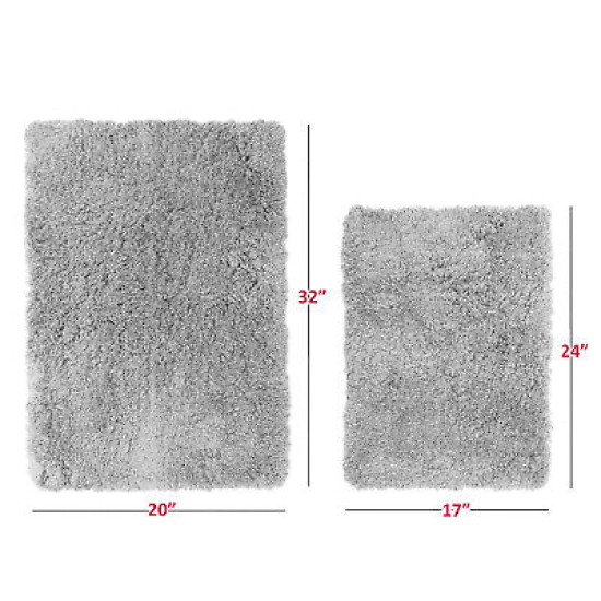 2PC Shaggy Area Rug Set with Non-Slip Backing Rubber Large & Small Cozy Bath Mat