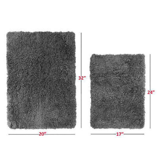 2PC Shaggy Area Rug Set with Non-Slip Backing Rubber Large & Small Cozy Bath Mat
