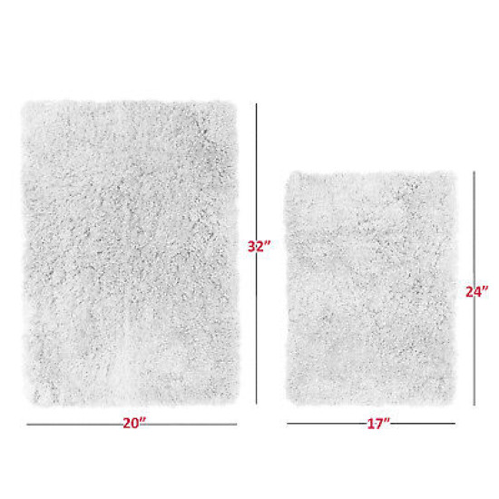 2PC Shaggy Area Rug Set with Non-Slip Backing Rubber Large & Small Cozy Bath Mat