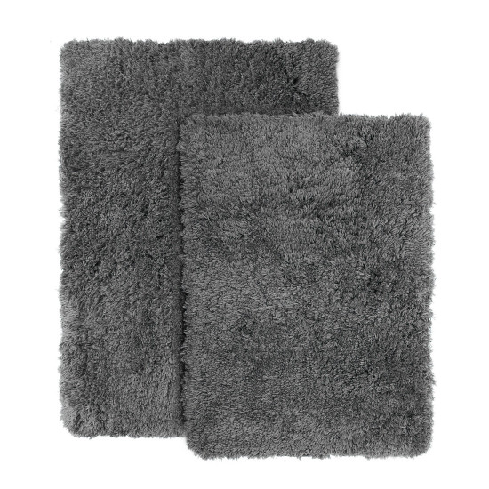 2PC Shaggy Area Rug Set with Non-Slip Backing Rubber Large & Small Cozy Bath Mat