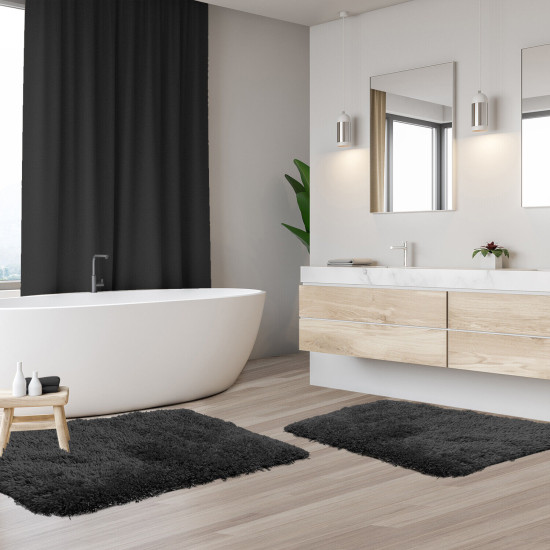 2PC Shaggy Area Rug Set with Non-Slip Backing Rubber Large & Small Cozy Bath Mat