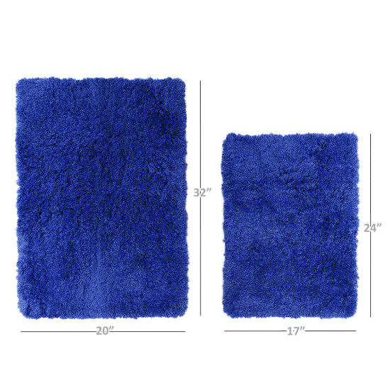 2PC Shaggy Area Rug Set with Non-Slip Backing Rubber Large & Small Cozy Bath Mat