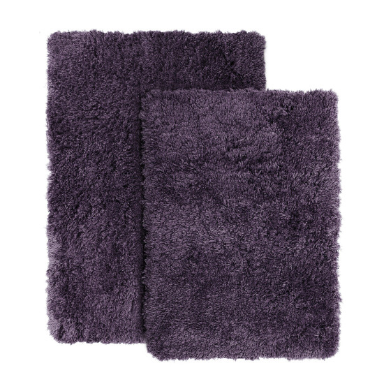 2PC Shaggy Area Rug Set with Non-Slip Backing Rubber Large & Small Cozy Bath Mat