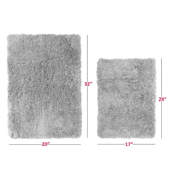 2PC Shaggy Area Rug Set with Non-Slip Backing Rubber Large & Small Cozy Bath Mat