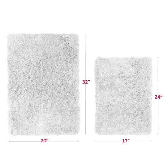 2PC Shaggy Area Rug Set with Non-Slip Backing Rubber Large & Small Cozy Bath Mat