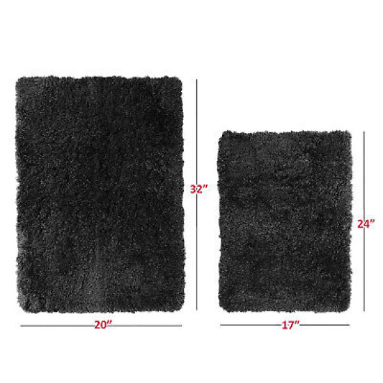 2PC Shaggy Area Rug Set with Non-Slip Backing Rubber Large & Small Cozy Bath Mat