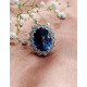 Princess Diana Inspired Engagement Ring Blue Oval 925 Sterling Silver CZ Jewelry