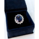 Princess Diana Inspired Engagement Ring Blue Oval 925 Sterling Silver CZ Jewelry