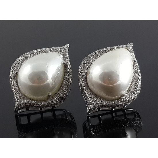 Pearl Drop Stud Earrings 925 Sterling Silver Handmade High Statement Jewelry New