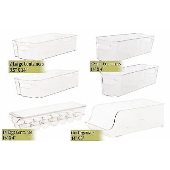 Refrigerator Organizer Bins Stackable Fridge Storage Containers + 8x12 Magnetic