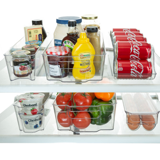 Refrigerator Organizer Bins Stackable Fridge Storage Containers + 8x12 Magnetic